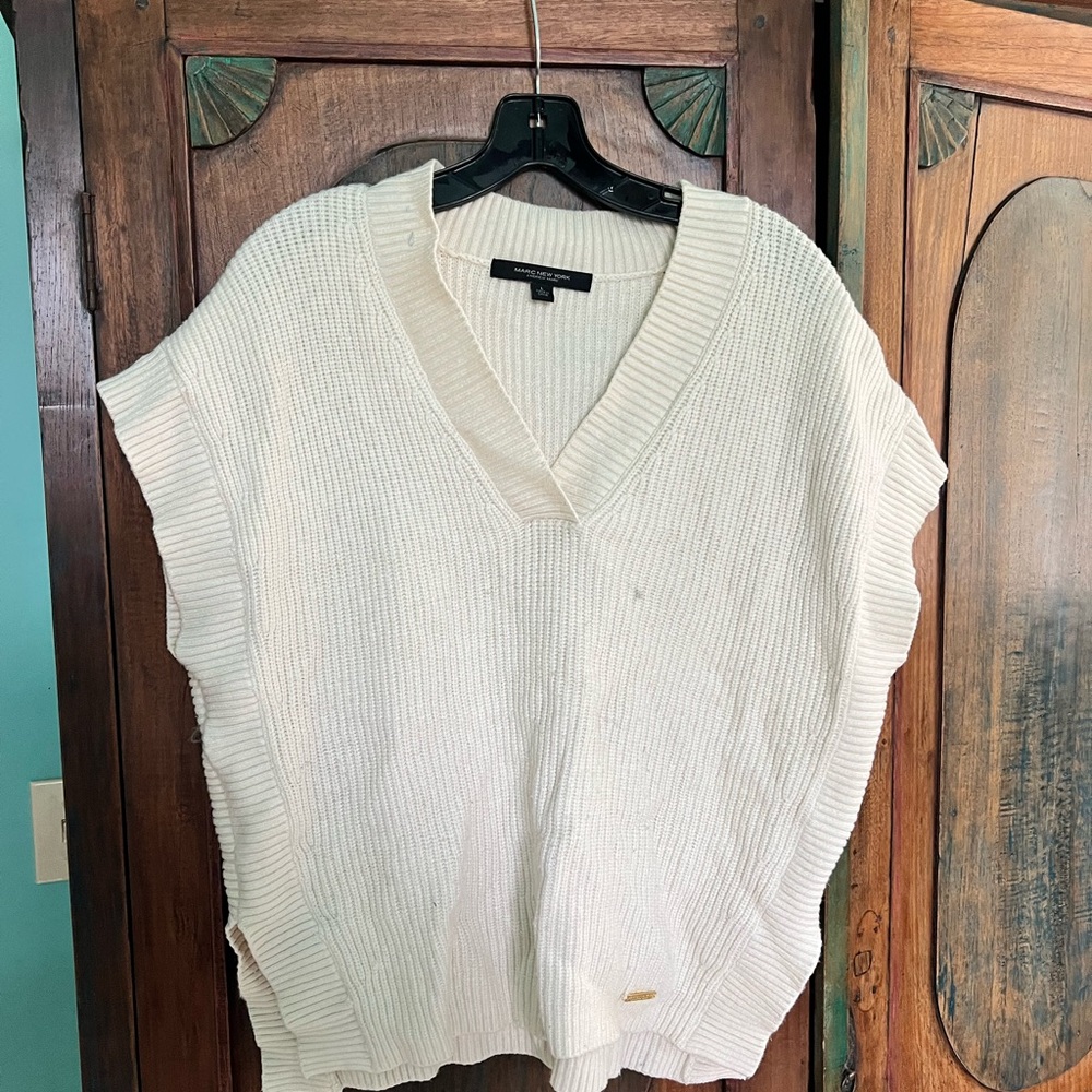 Cream Knit V-Neck Sweater Vest